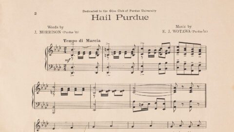 An original copy of ‘Hail Purdue’ donated to the University by the songwriters.