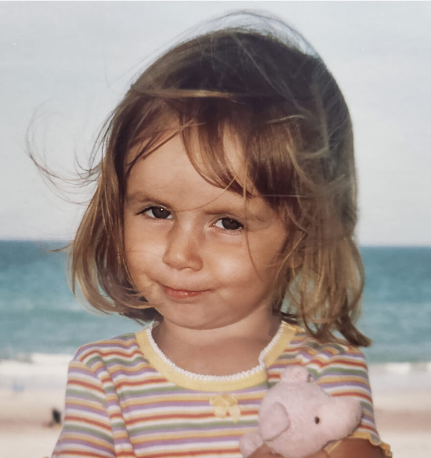 Close up of Grace as a young child