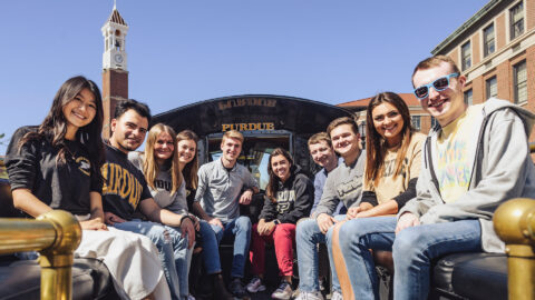 Purdue students on campus.