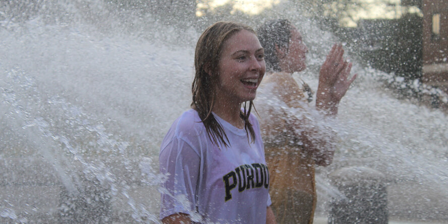 Boilermaker during a student fountain run.