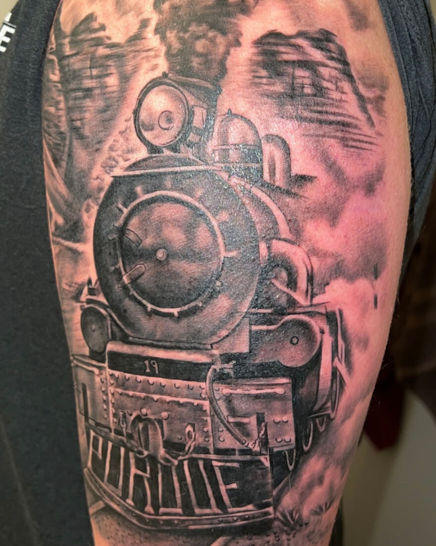 70 Unique Train Tattoos for Men [2024 Inspiration Guide] | Train tattoo,  Tattoos for guys, Forearm tattoos