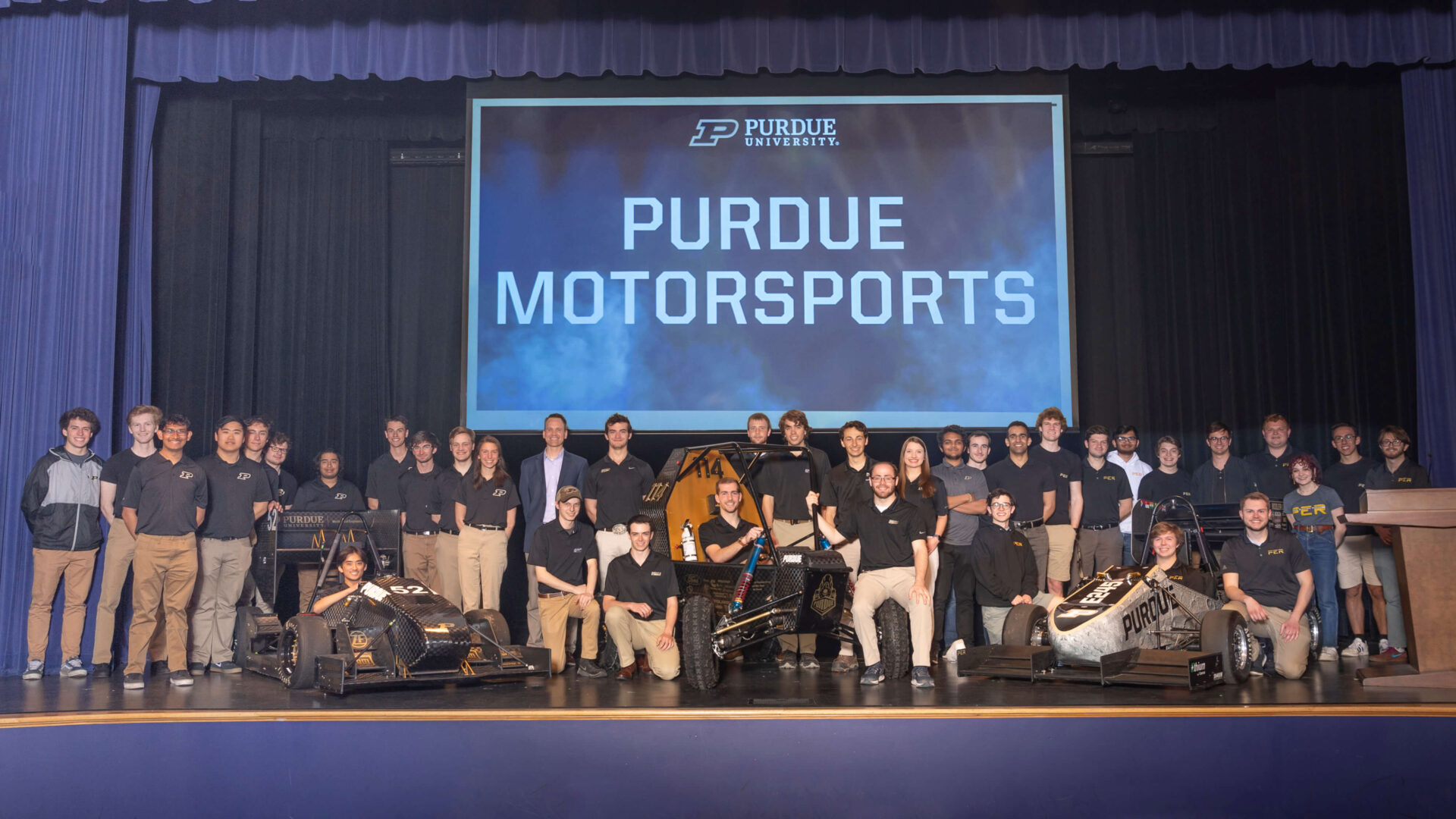 Boilermakers who are part of the Purdue Formula Society of Automotive Engineers (SAE) student organization.