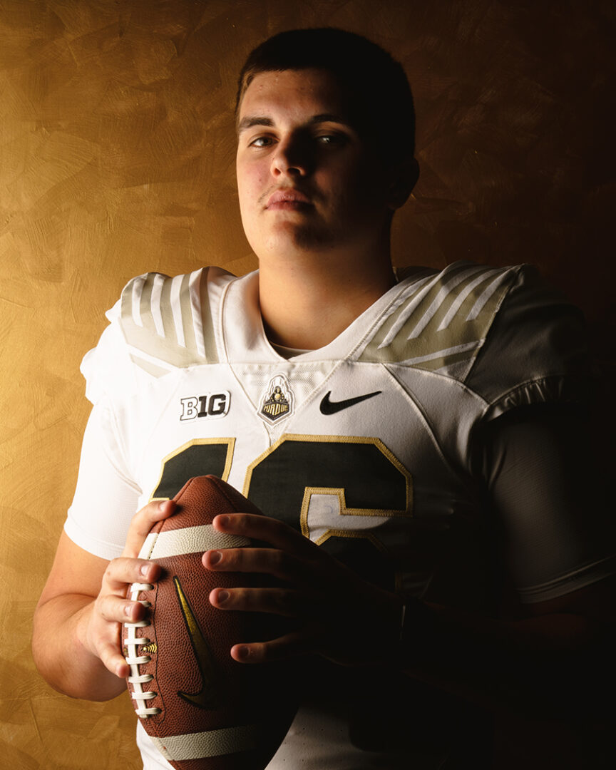 Aidan O’Connell in his Purdue Football uniform.