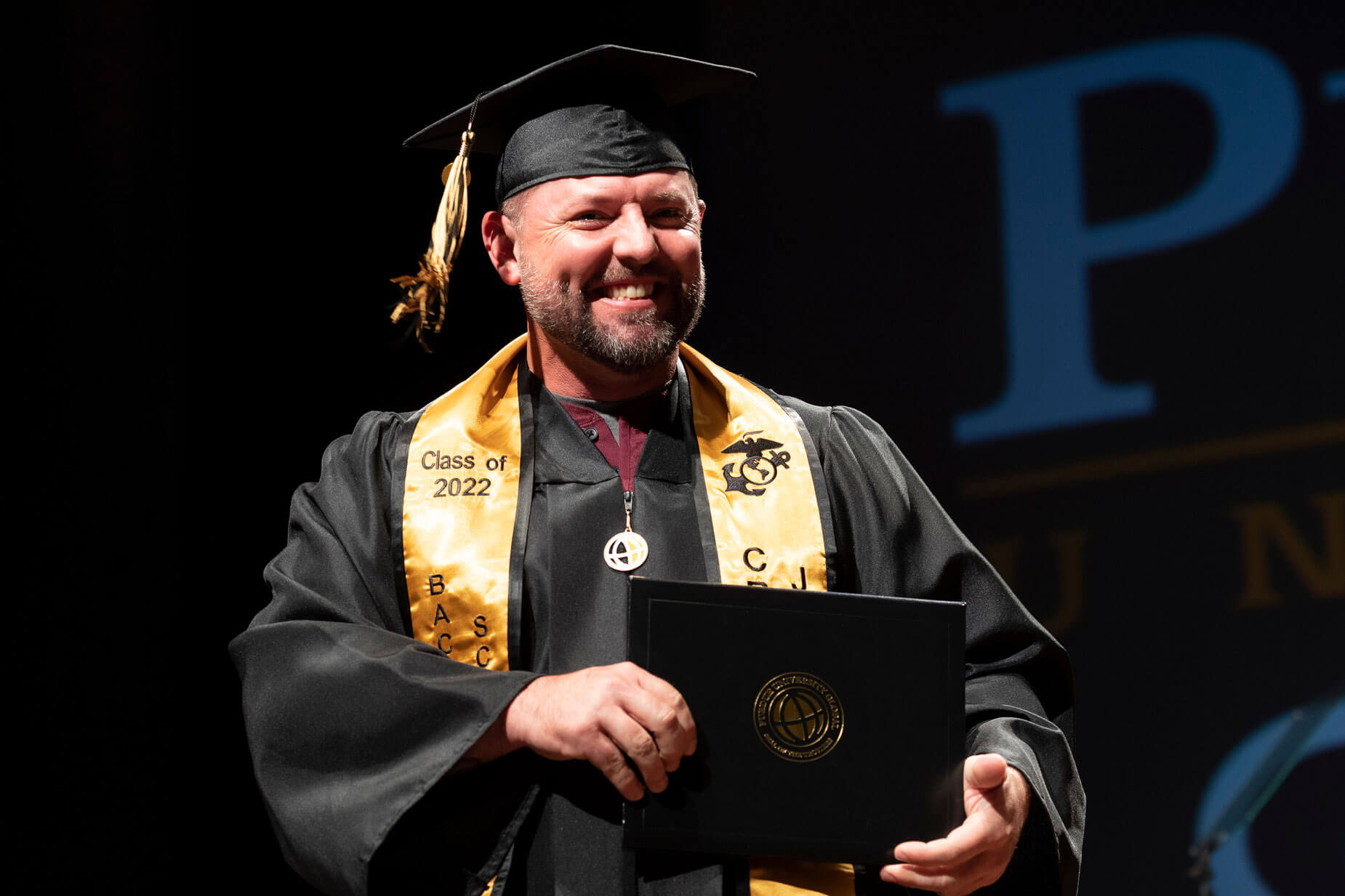 Tony Friesner at Purdue Global’s Fall 2022 commencement.