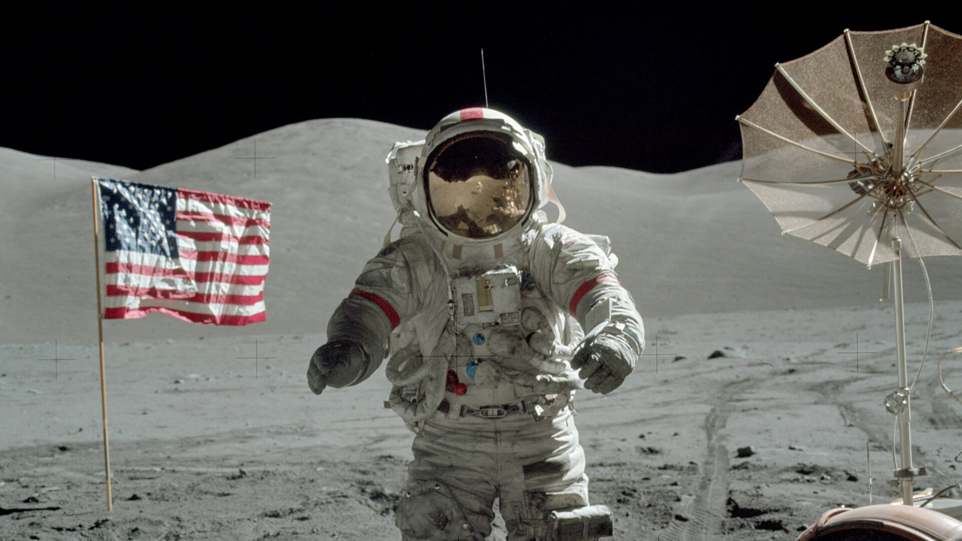 Eugene Cernan on the lunar surface during the Apollo 17 mission in December 1972.