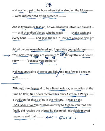 Eugene Cernan’s handwriting draft
