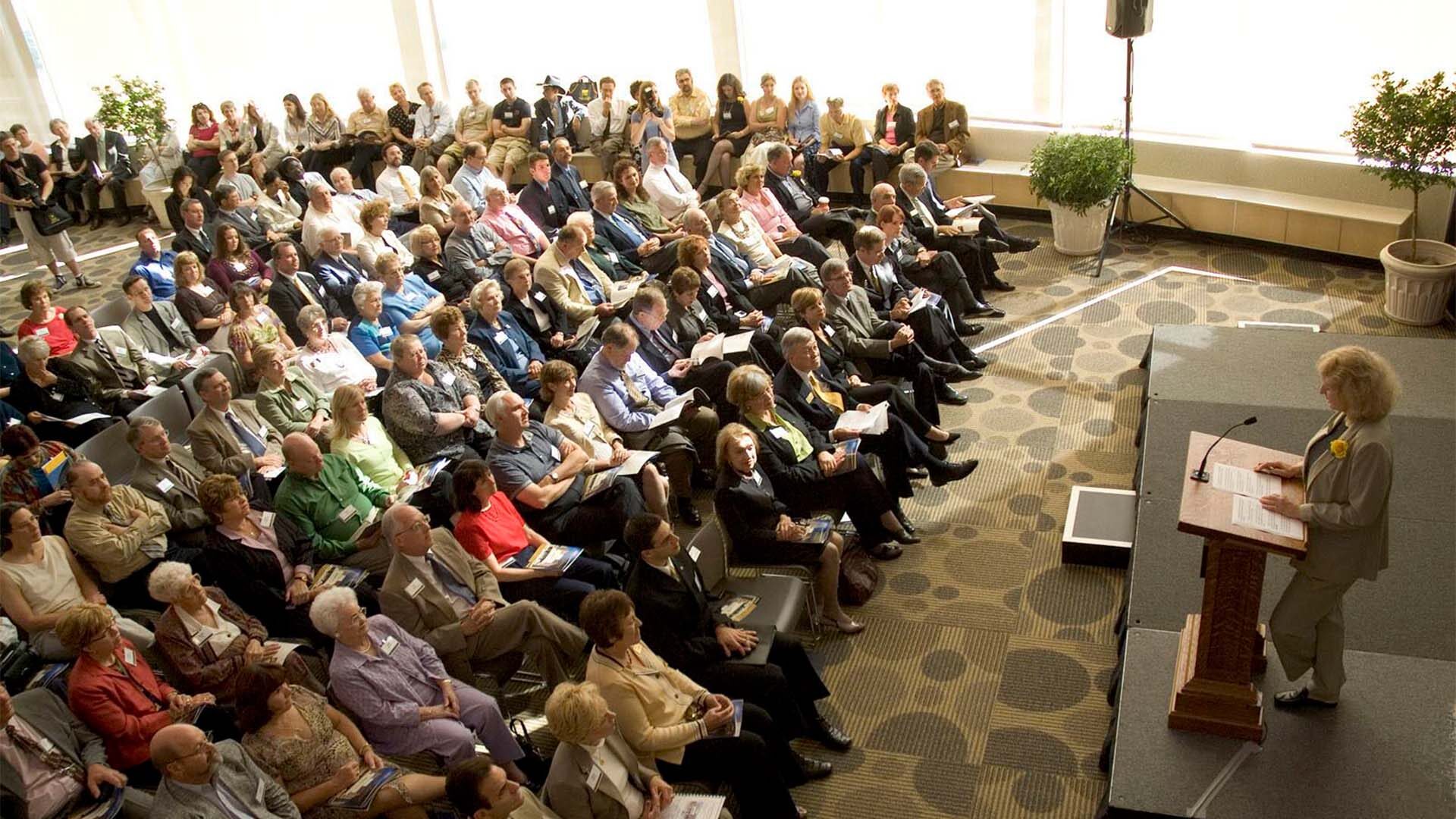 Professor Susanne E. Hambrusch speaks at an event