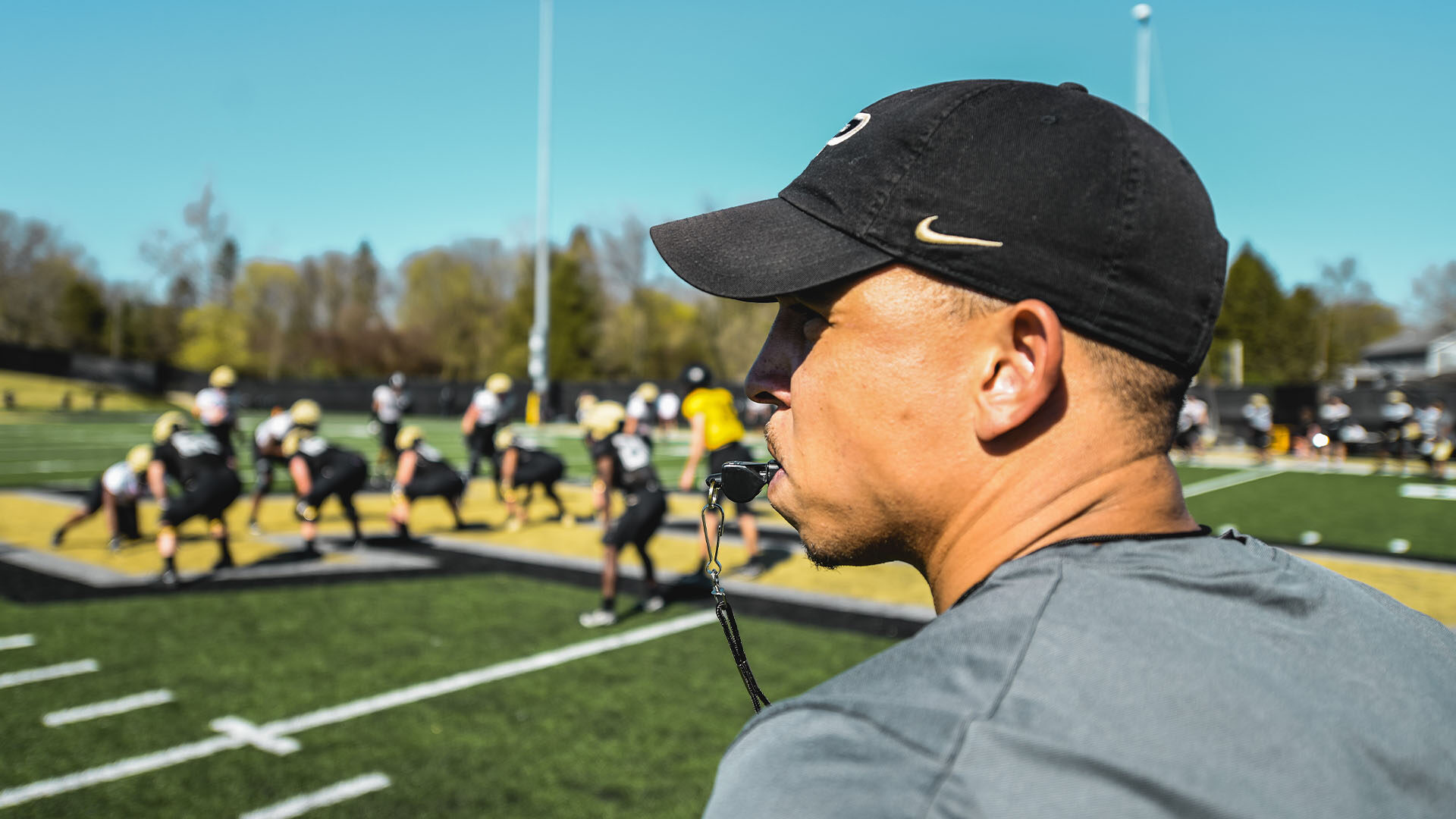 Ryan Walters looks on during Purdue’s spring football practice