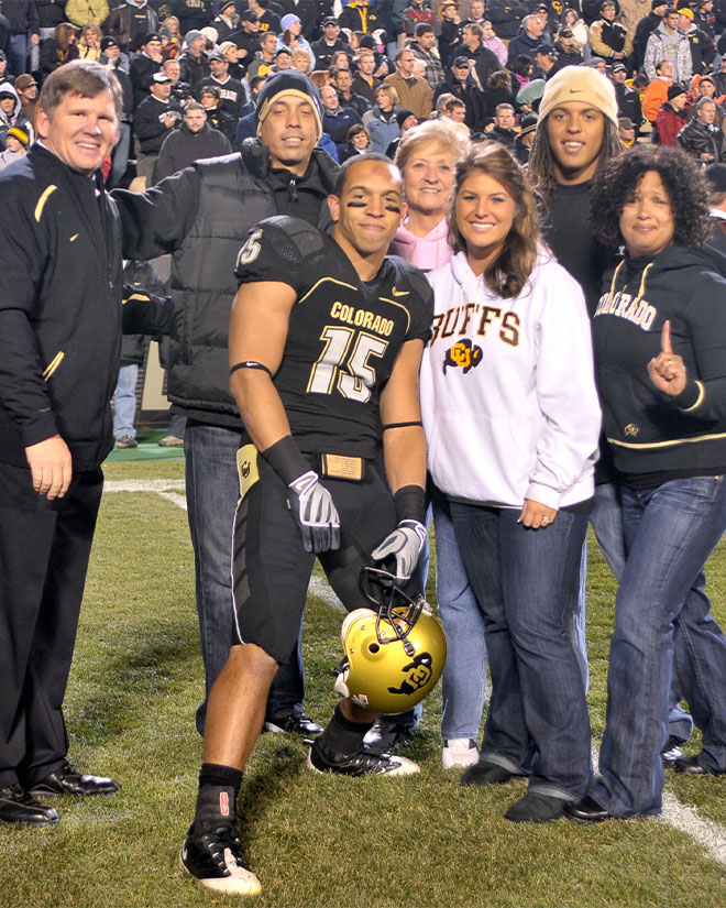 Ryan and Tara Walters pose for a photo with their family during Ryan’s playing days at Colorado