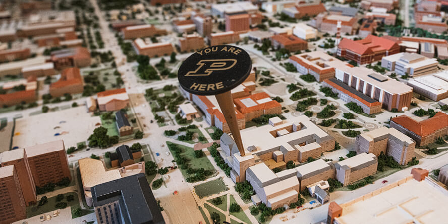 This detailed model of Purdue University's campus