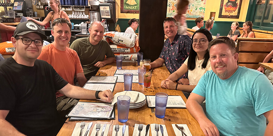 City leaders from Louisville, Colorado, and Paradise, California, join Purdue’s Andrew Whelton (back left) and Paula Coelho (middle right)