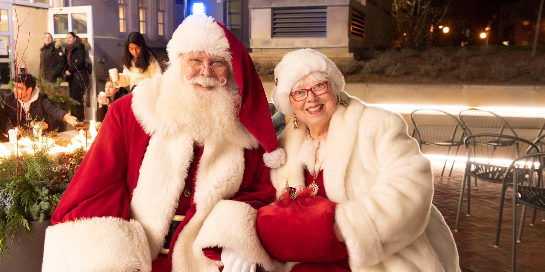 Santa and Mrs. Claus pose for a photo at PMU in 2022