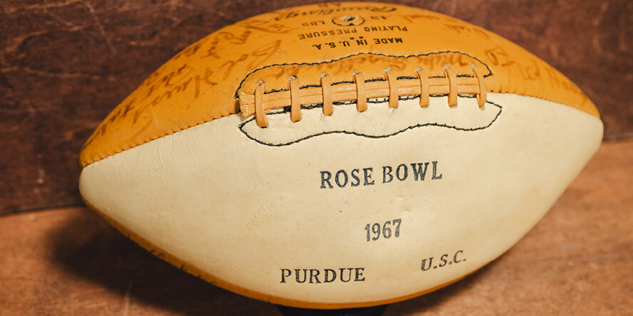 Purdue game ball from the 1967 Rose Bowl