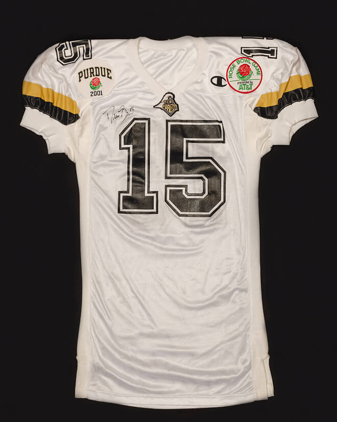 Purdue quarterback Drew Brees’ autographed jersey from the 2001 Rose Bowl