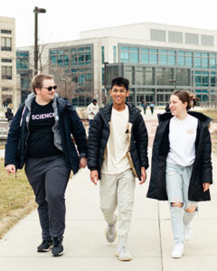Nikhil Anand Dhoka walking with peers in Indianapolis.