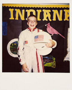 In fourth grade, Waggle came to school as Boilermaker astronaut Gus Grissom (BSME ’50) for a dress-up day celebrating famous Indiana residents. (Photo courtesy of Geri Waggle)