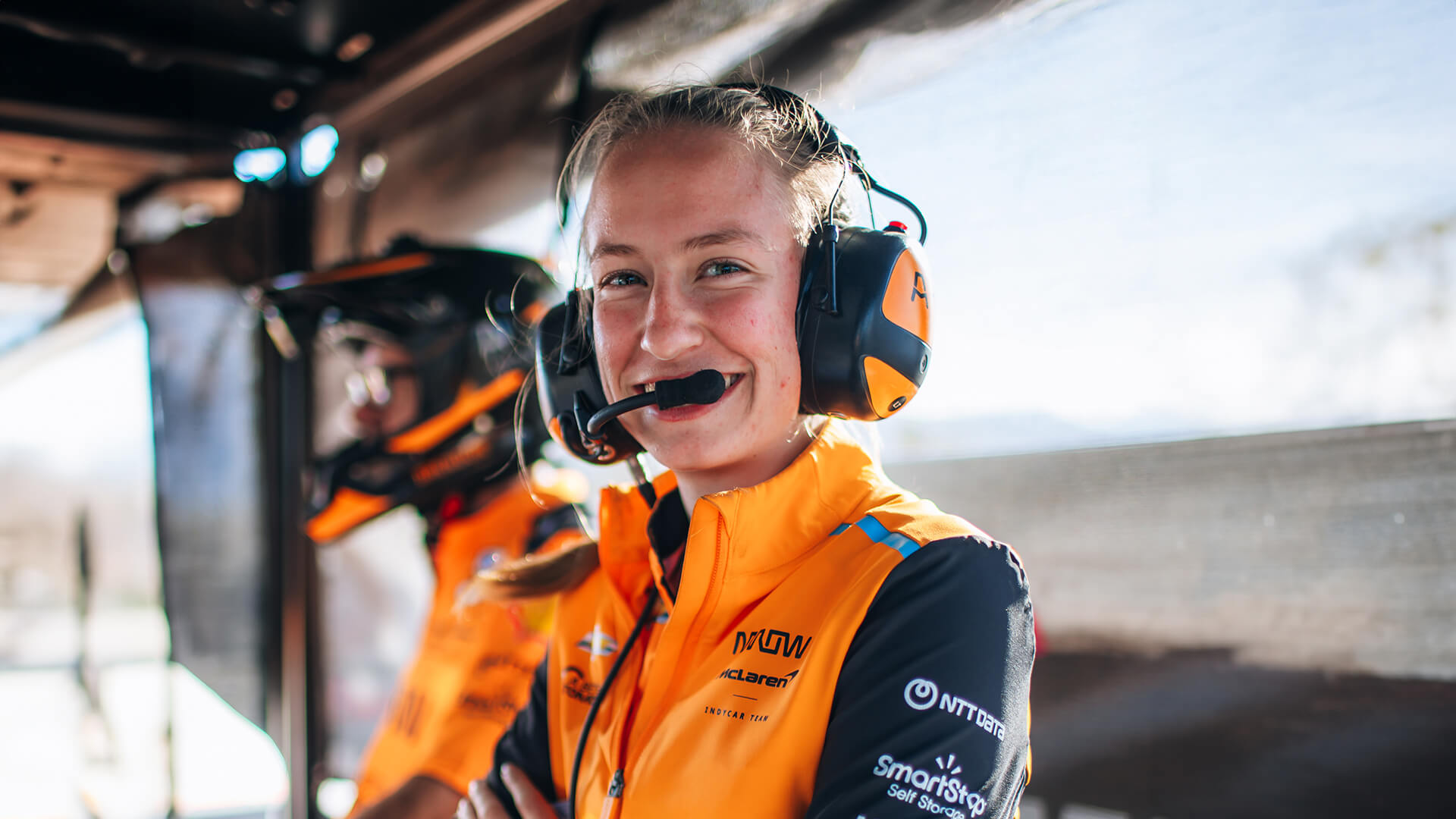 Motorsports engineering alumna Lizzie Todd, a systems engineer for the Arrow McLaren IndyCar Team
