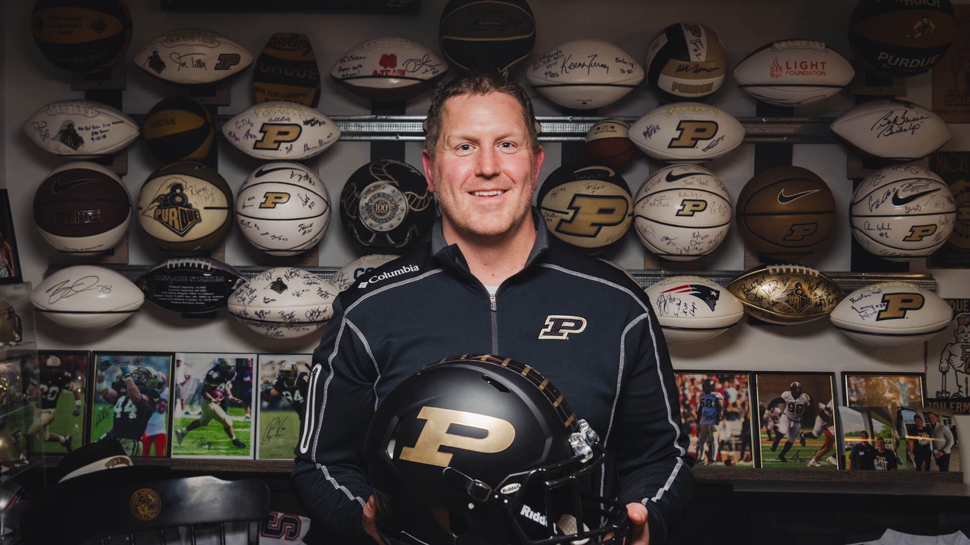 Purdue alumnus Casey Stultz and his Boilermaker autograph collection.