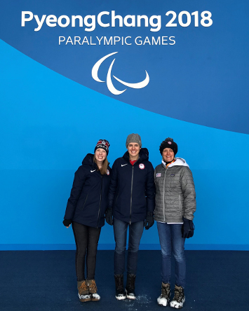 Julie Dussliere, far right, at the PyeongChang Winter Paralympics in 2018. 