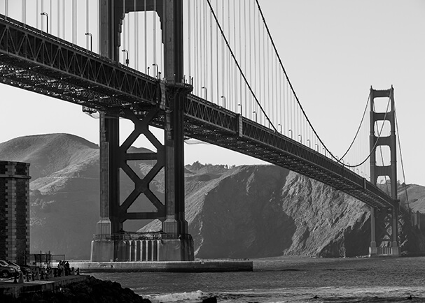 The Golden Gate Bridge, which was designed by Purdue engineering professor Charles Ellis