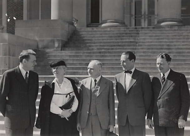 Purdue industrial engineering professor Lillian Gilbreth, second from left, and other university engineering leaders