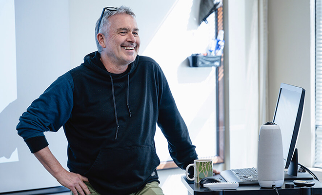 Steve Hallett at the front of his classroom.