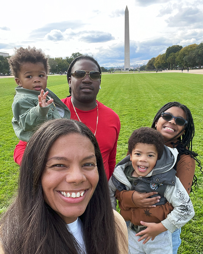 The Hicks family in front of Washington Monument.
