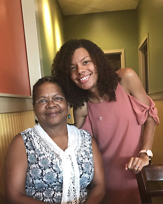 Nicole Hicks smiles with her grandma