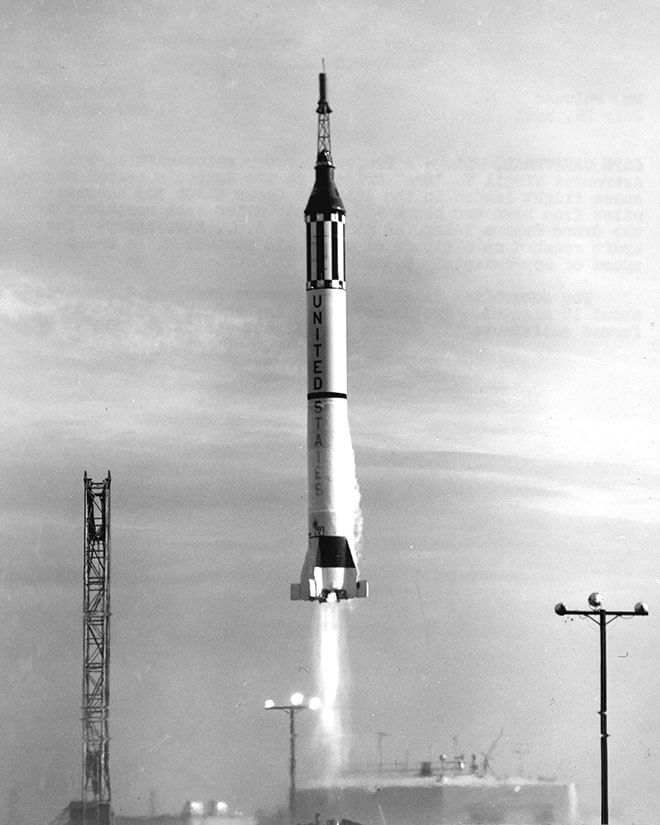 Liftoff of the Mercury-Redstone 4 flight