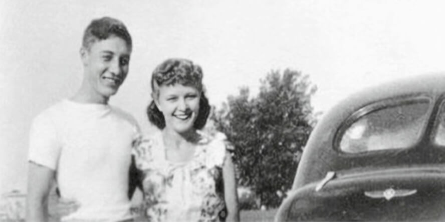 Newlyweds Gus and Betty Grissom pose for a photo