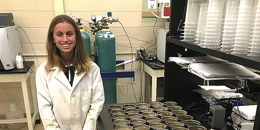 Megan Casey in a laboratory at Purdue.