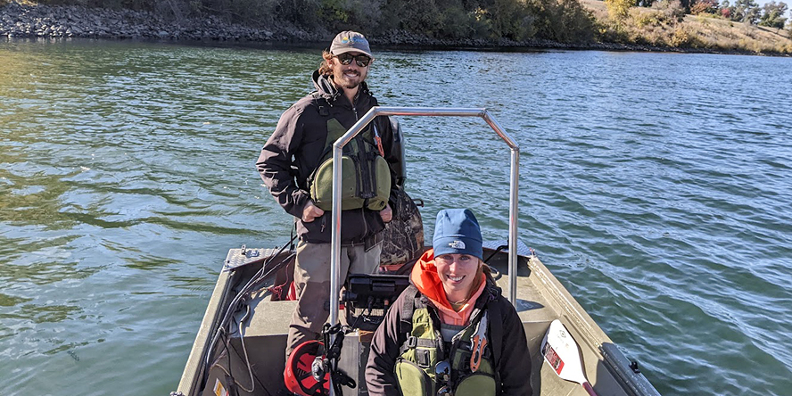 Megan Casey on a boat.