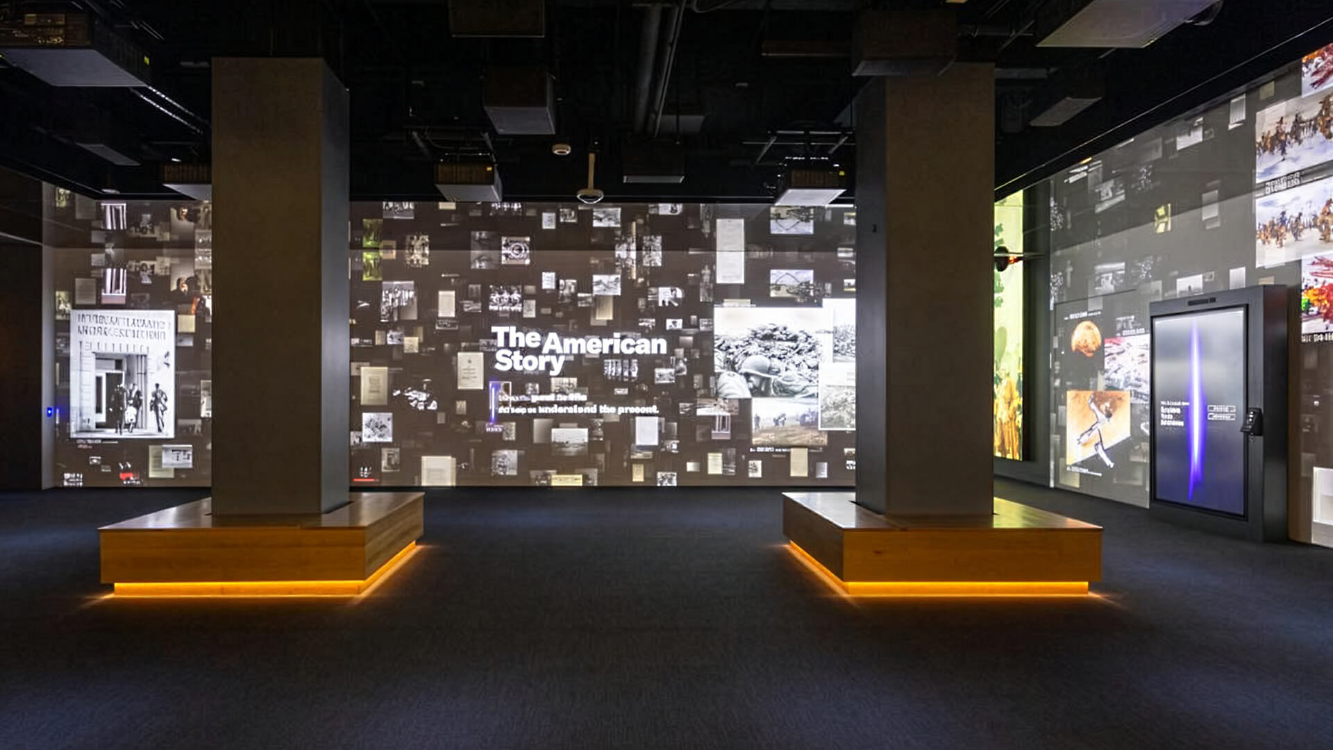 A video screen display at the National Archives Museum’s redesigned permanent exhibit, “The American Story”
