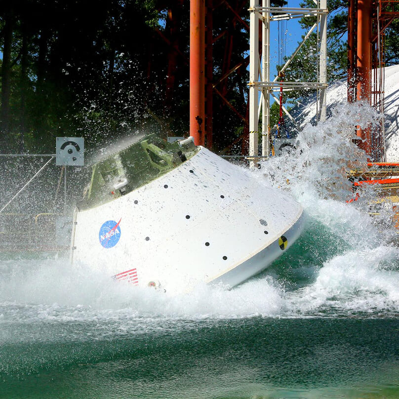 NASA capsule testing for a planned water landing 