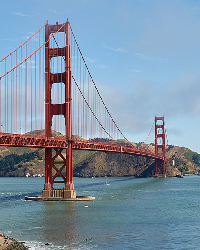 The Golden Gate Bridge.