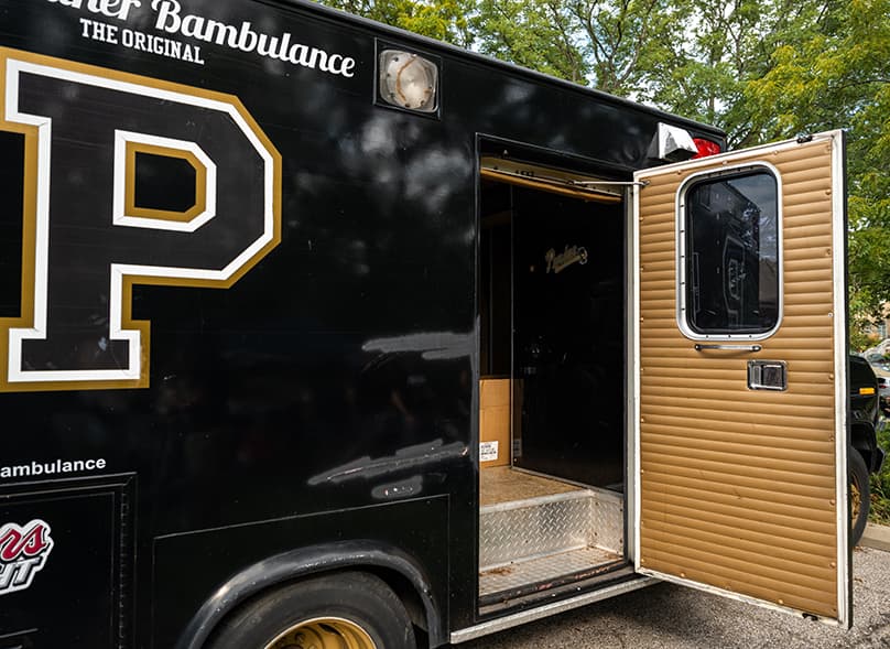 The side door open on the ambulance