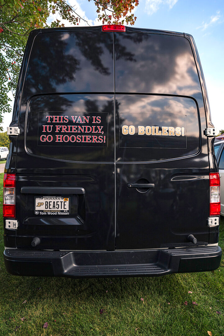 The back of the Thompson family van.  