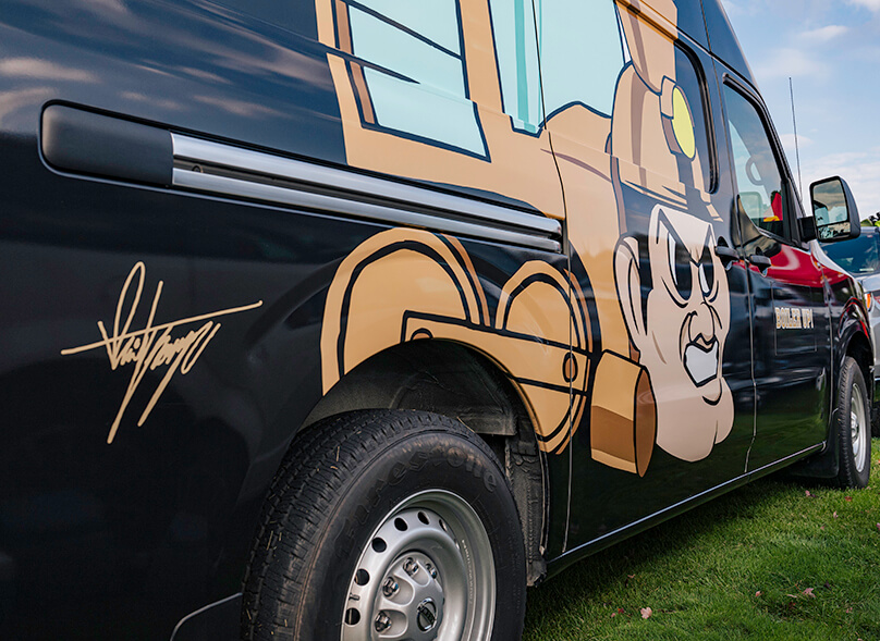 The Thompson family van with a custom paint job. 